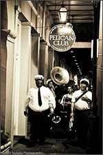 A New Orleans Brass Band heading home.